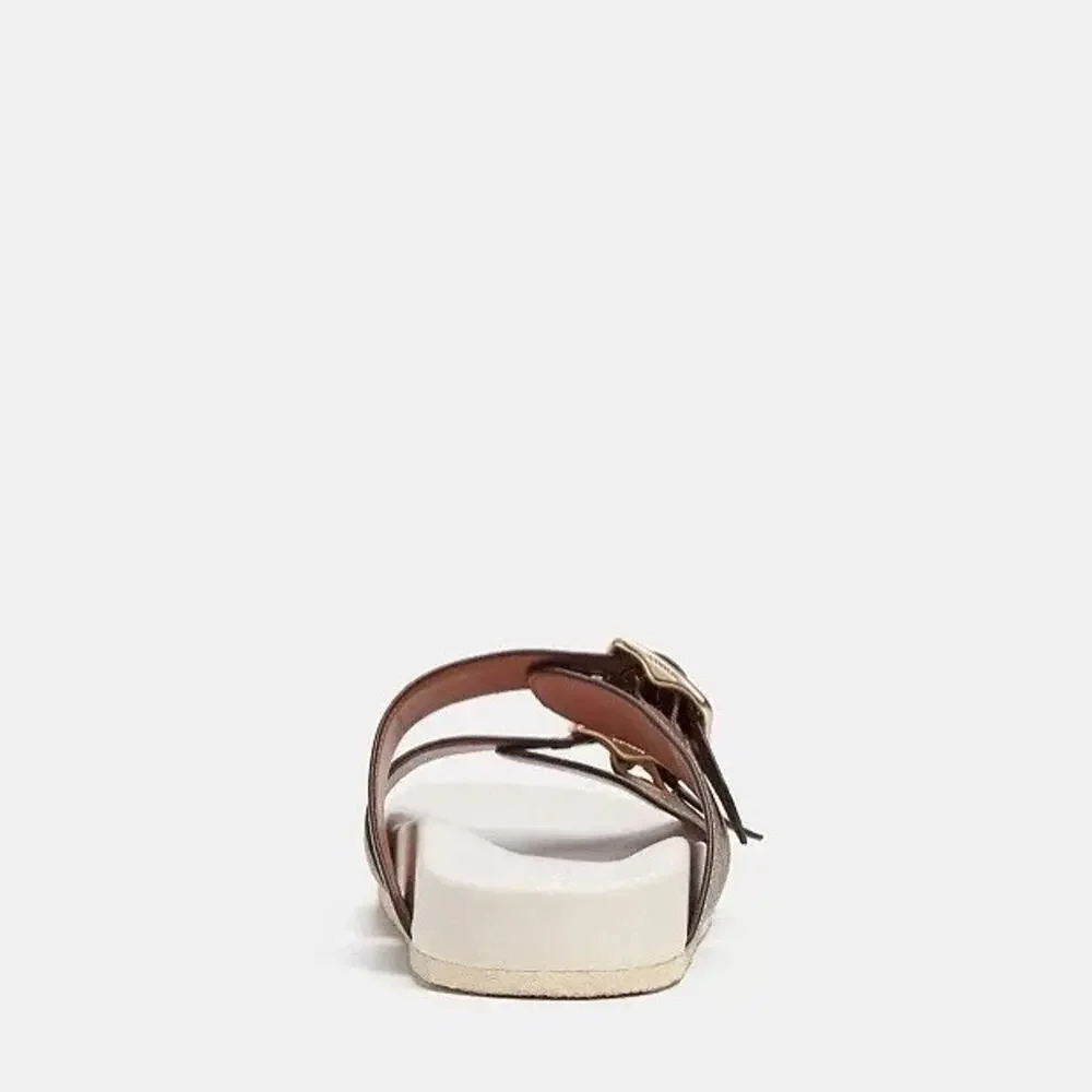 NEW COACH Allanah Slide Sandal Size 10 Canvas Women's CK412 Khaki/Chalk